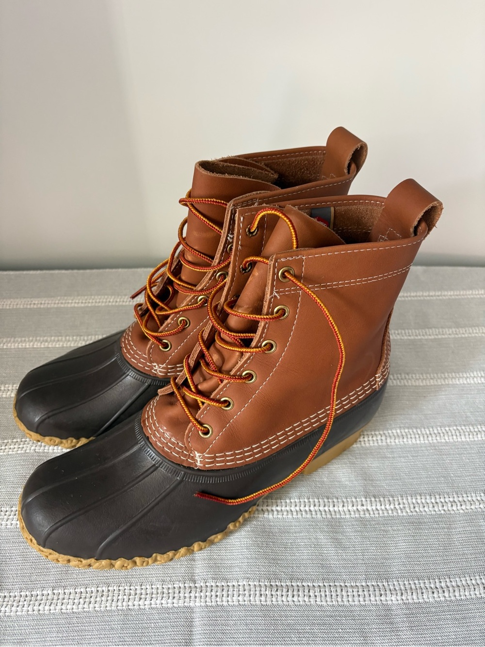 L.L. Bean Brown Leather and Black Rubber Duck Boots
